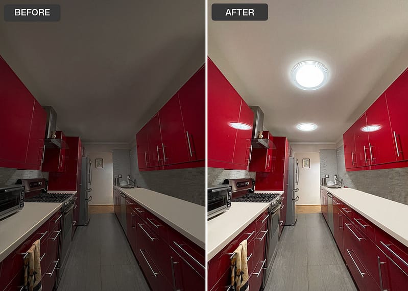 Red-Kitchen-Remodel-with-Solatube-Before-and-After